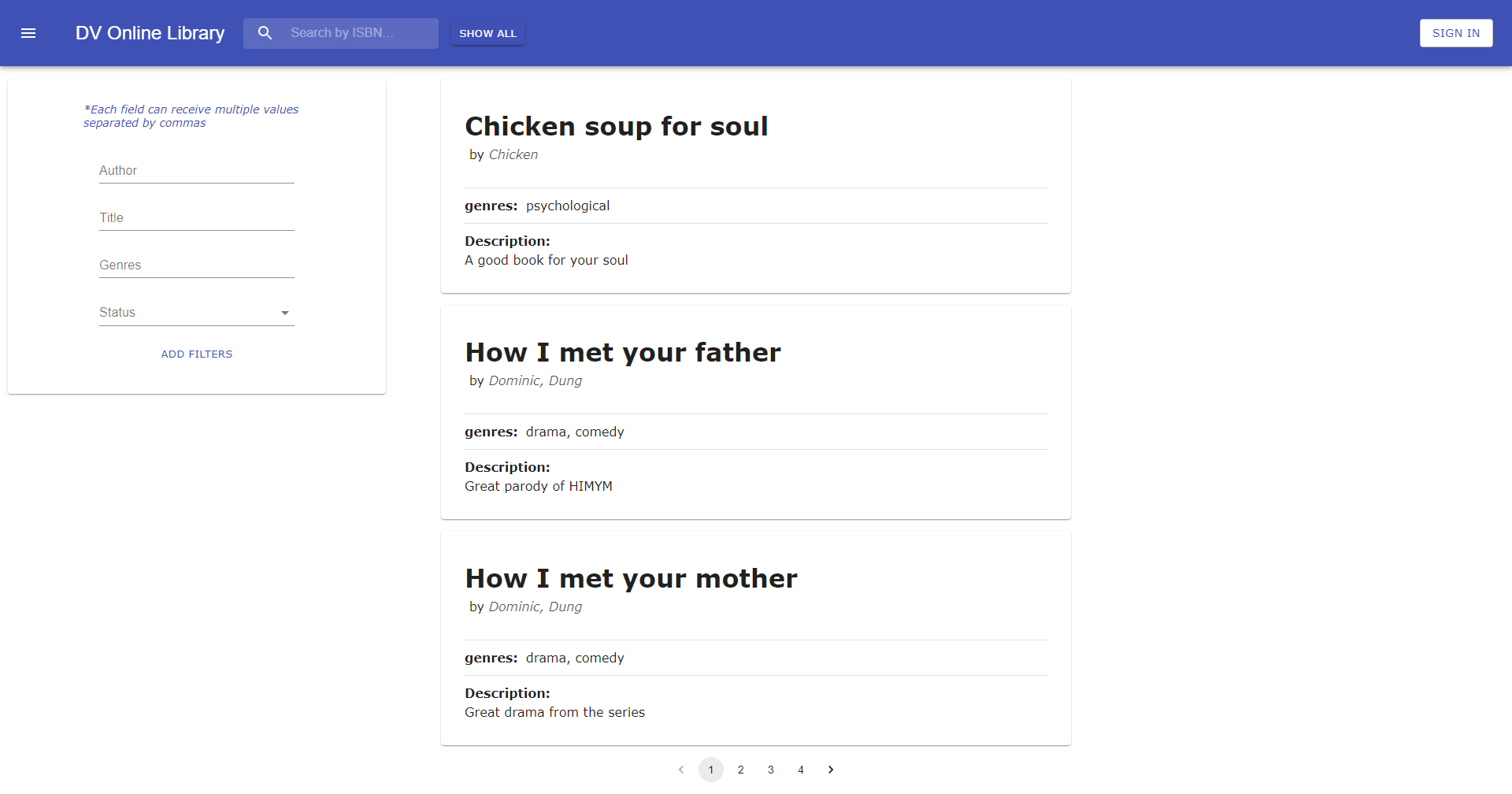 library screenshot